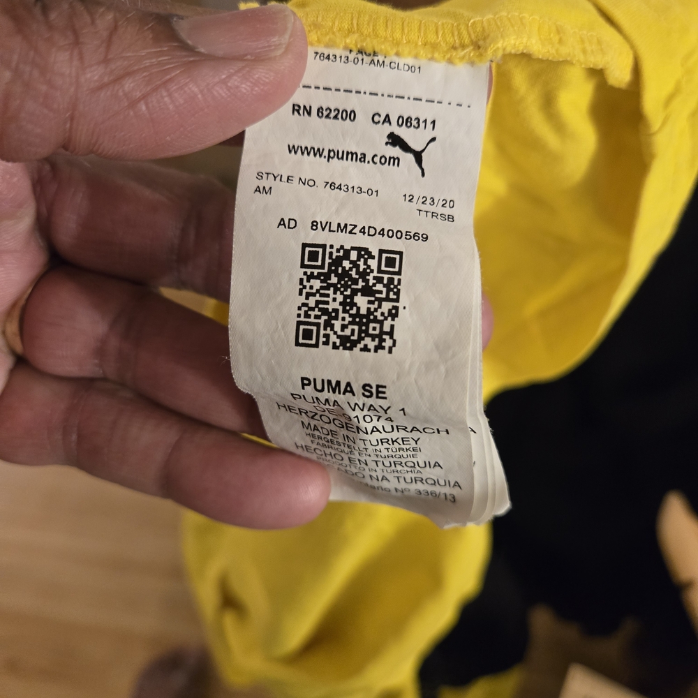 Puma BVB 09 Borussia Dortmund Yellow T-Shirt with Black and White Size L - Picture 7 of 9